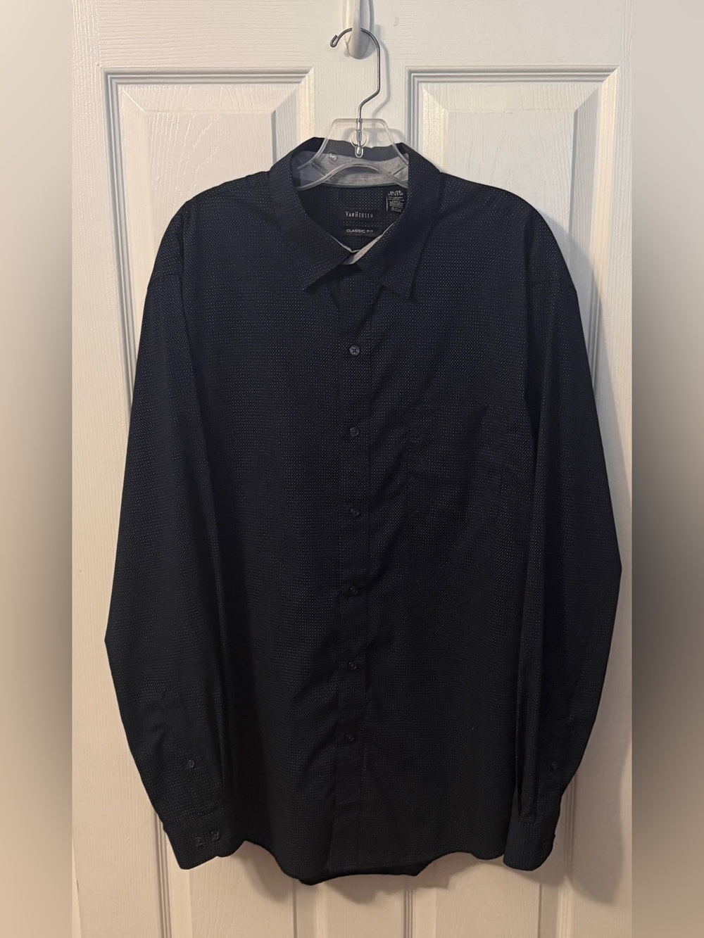 Van Heusen Men's Navy Microdot Dress Shirt